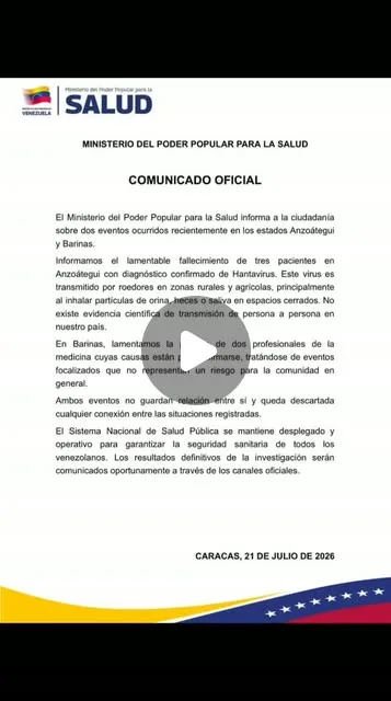 Publicación de Instagram de Ministerio del Poder Popular para la Salud