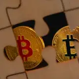 A close-up of bitcoin coins fitting into a puzzle piece, symbolizing the mystery and solution in cryptocurrency investment.