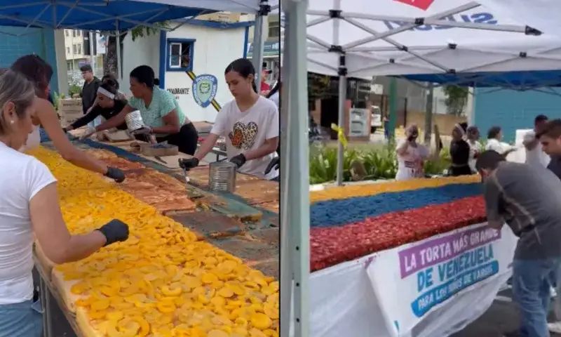 Voluntarios en Sucre hornean torta de 8 metros para niños