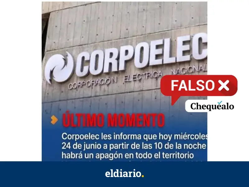 Es falso un anuncio de Corpoelec sobre un corte eléctrico de 24 horas tras el sismo