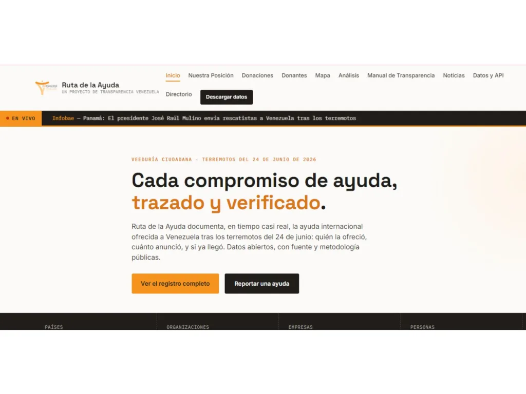 Ruta de Ayuda: web que rastrea donaciones tras terremotos