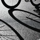 shadow of bike wheels on asphalt