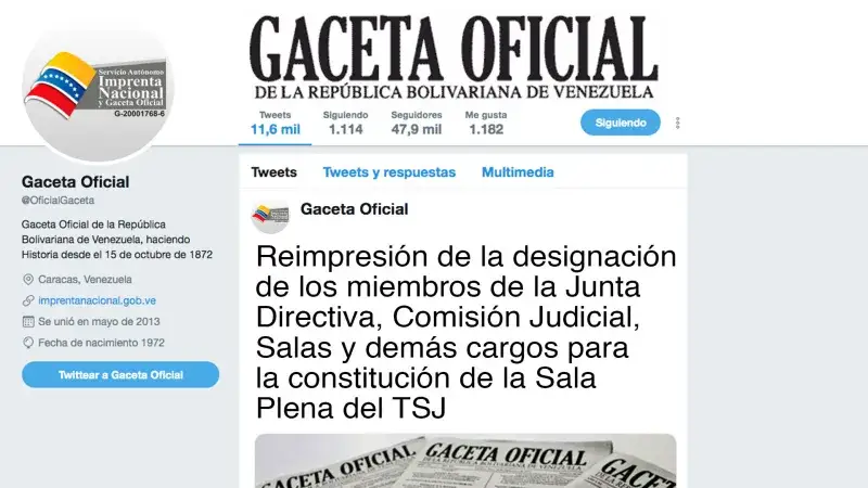 Gaceta Oficial reimprime designaciones del TSJ