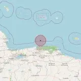 Mapa del epicentro del sismo de magnitud 4.6 en el mar Caribe, al norte de La Guaira