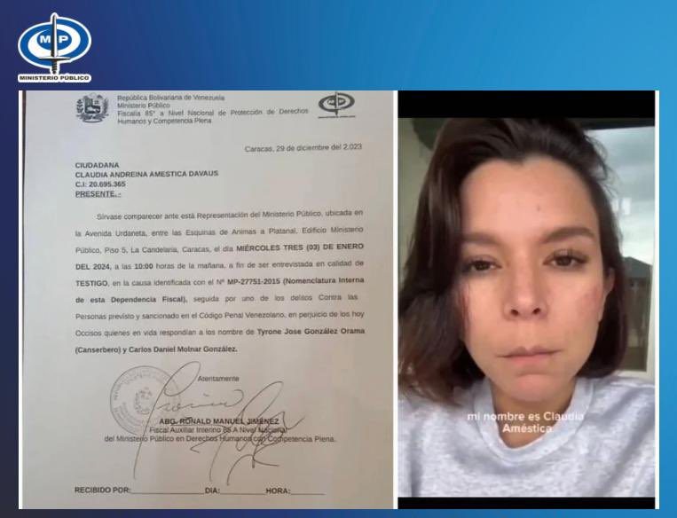 MP cita a Claudia Améstica por falsas declaraciones sobre caso Canserbero