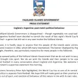 Malvinas rechaza pancarta argentina y pide sanciones a la FIFA