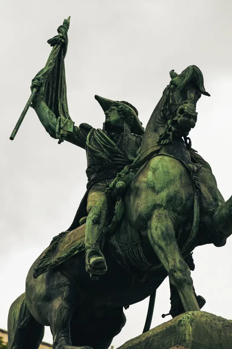 Majestic bronze equestrian statue of General Manuel Belgrano in Buenos Aires, Argentina.