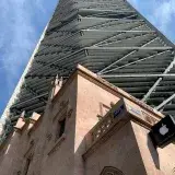 Unique architectural view of a building in Ciudad de México, blending historic and modern design.