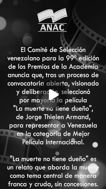 Publicación de Instagram de Asociación Nacional Autores Cinematográficos